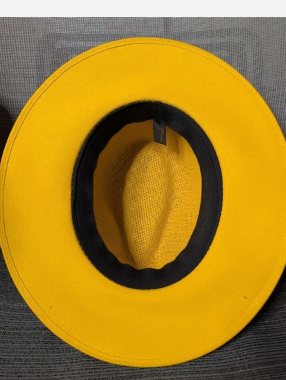 Hand Painted Yellow Fedora Hat Colorful Polka Dot Brim Boho Festival Statement - Picture 3 of 3